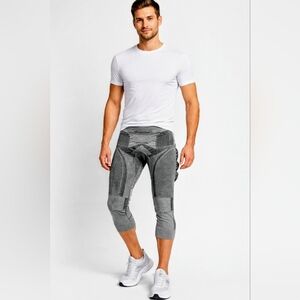 X-Bionic Gray Black Front Man Running Compression Leggings Base Layer Small